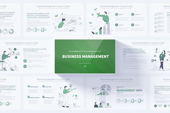 工商管理运营插画展示方案PPT模板 - PPT派