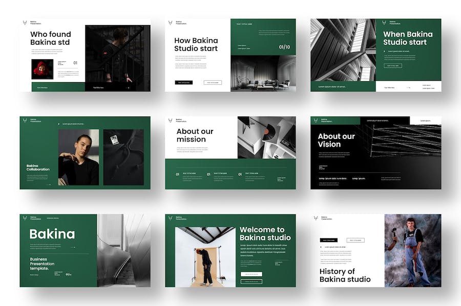 绿色图片拼贴商务宣传PPT模板 - PPT派