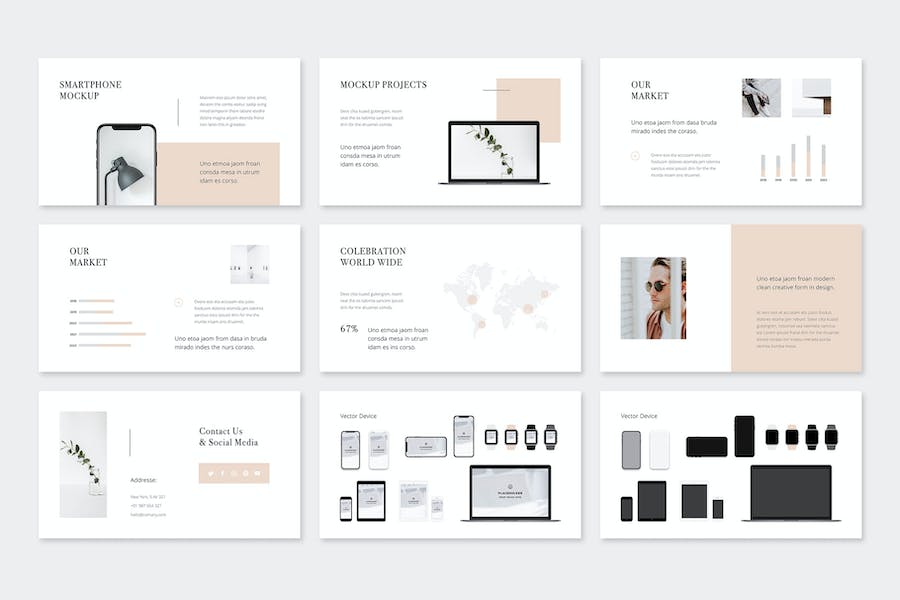 简约设计师作品集展示Keynote模板 - PPT派