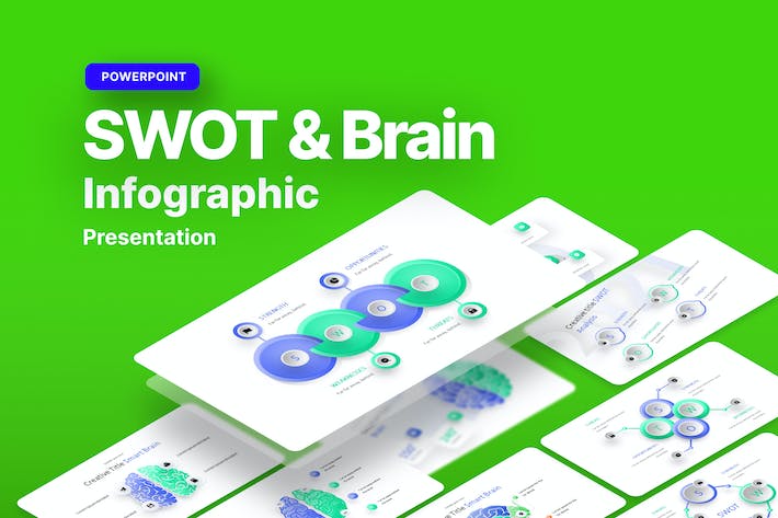 SWOT-脑-信息图-PowerPoint-模板 - PPT派