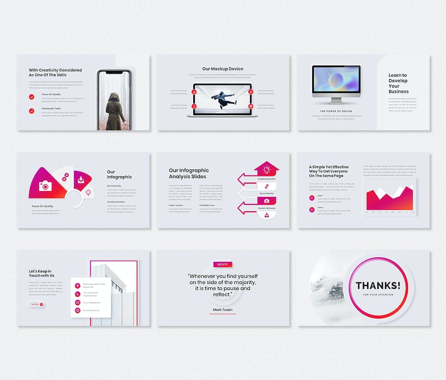 科技感霓虹变形渐变风格PPT模板 - PPT派