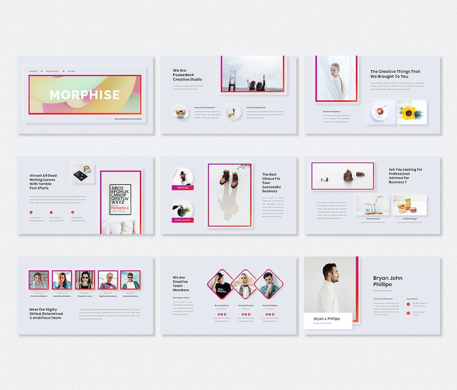 科技感霓虹变形渐变风格PPT模板 - PPT派