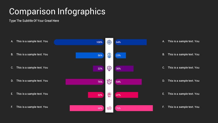 对比图表深色主题Keynote模板 - PPT派