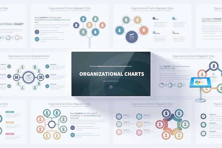 企业组织结构信息图形keynote模板 - PPT派