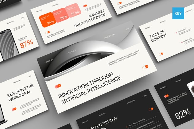 橙白现代人工智能融资路演方案Keynote模板 - PPT派