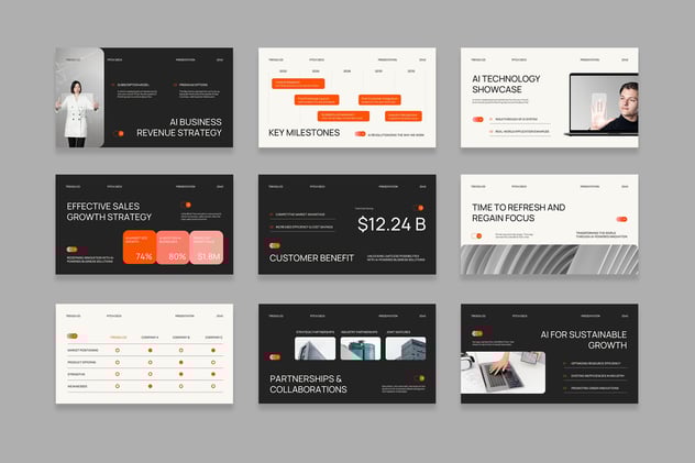 橙白现代人工智能融资路演方案Keynote模板 - PPT派