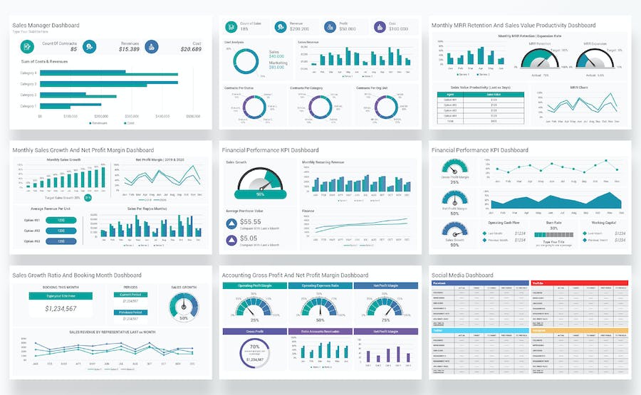 KPI绩效数据分析图形监控PPT模板 - PPT派