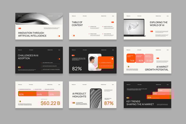 橙白现代人工智能融资路演方案Keynote模板 - PPT派