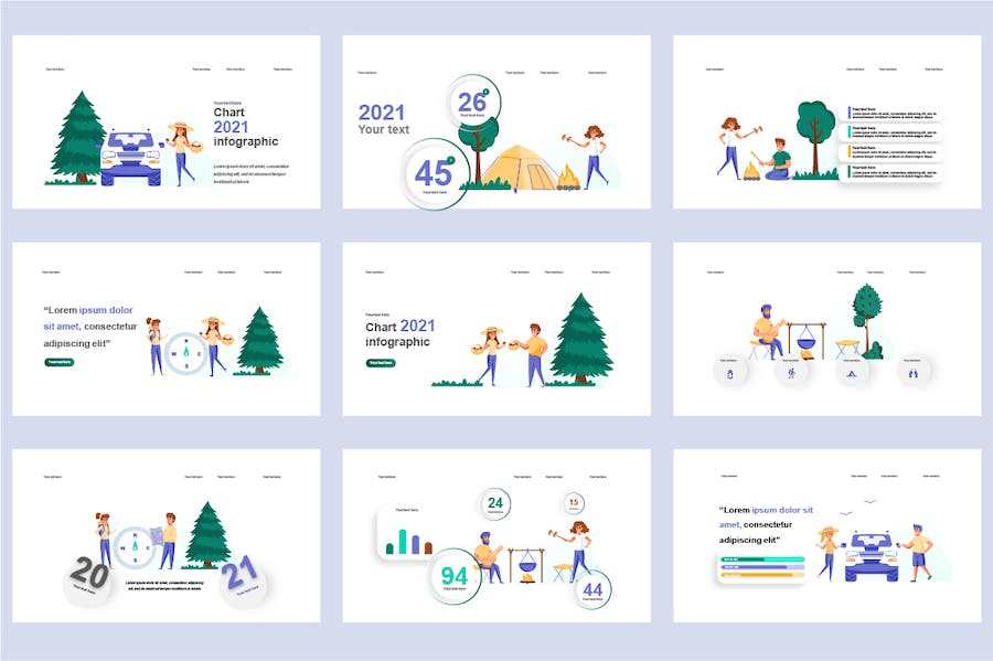 休闲娱乐运动场景插画PPT模板 - PPT派