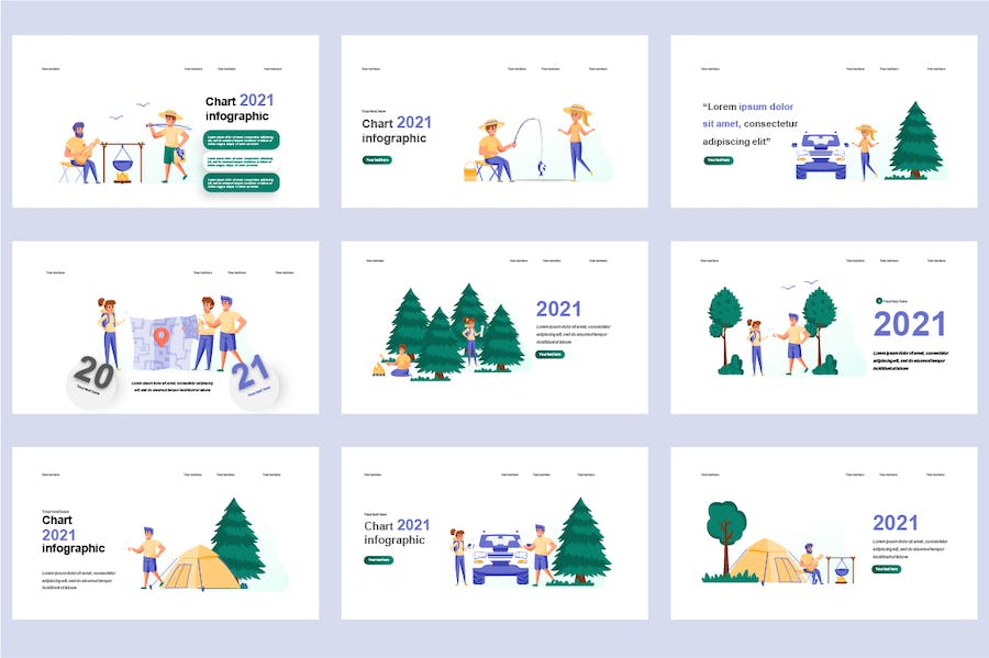 休闲娱乐运动场景插画PPT模板 - PPT派