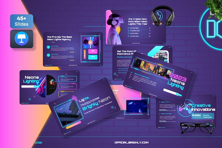 霓虹艺术讲述展示方案应用Keynote模板 - PPT派