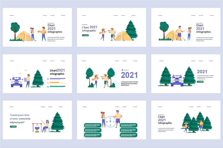 休闲娱乐运动场景插画PPT模板 - PPT派