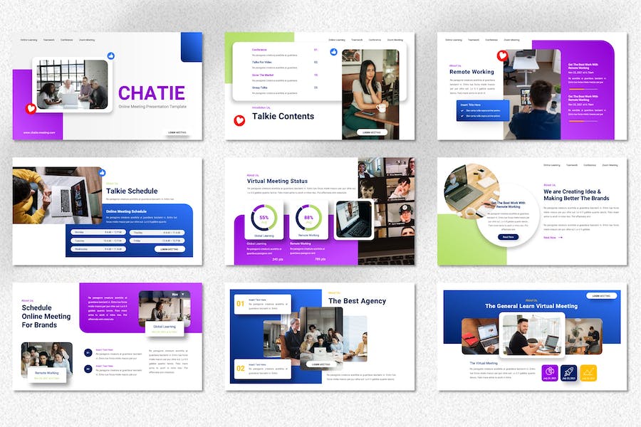 在线视频会议远程办公沟通Keynote模板 - PPT派