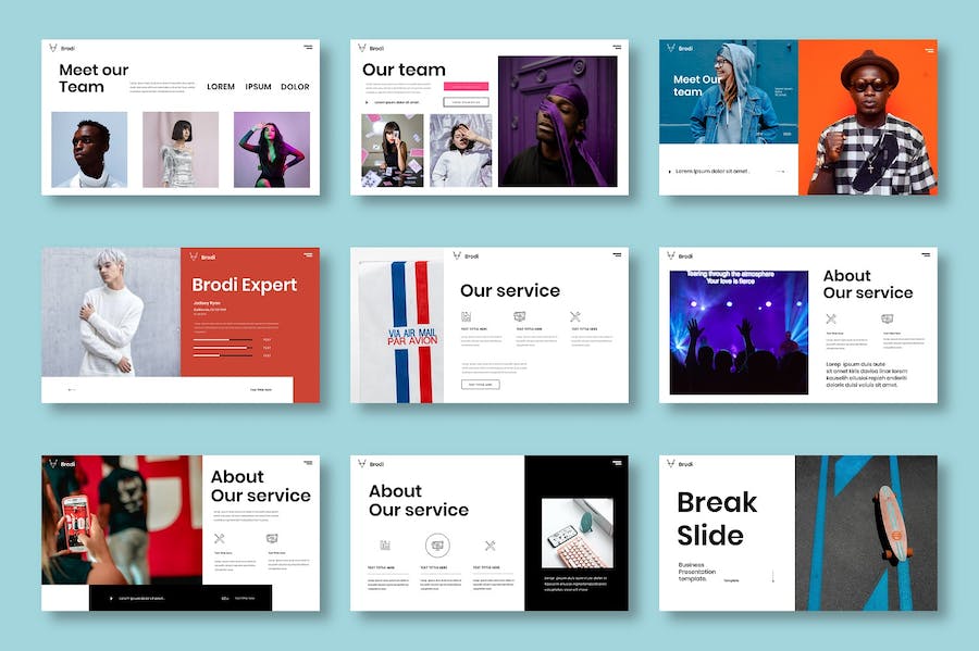 绿色创意图片拼贴商业Keynote模板 - PPT派