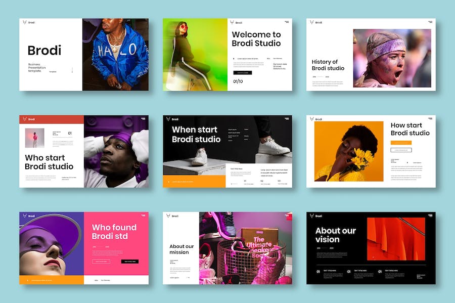 绿色创意图片拼贴商业Keynote模板 - PPT派