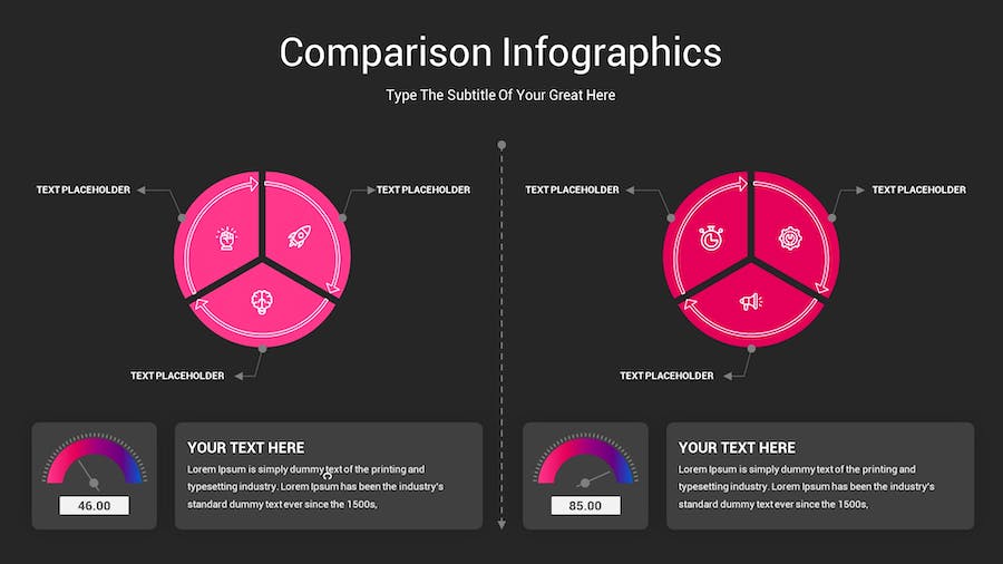 对比图表深色主题Keynote模板 - PPT派