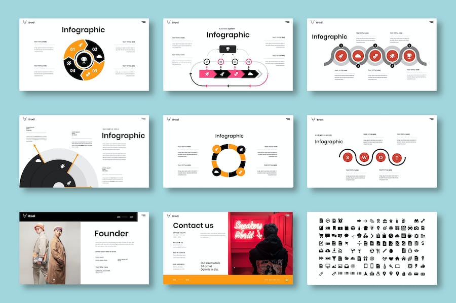 绿色创意图片拼贴商业Keynote模板 - PPT派