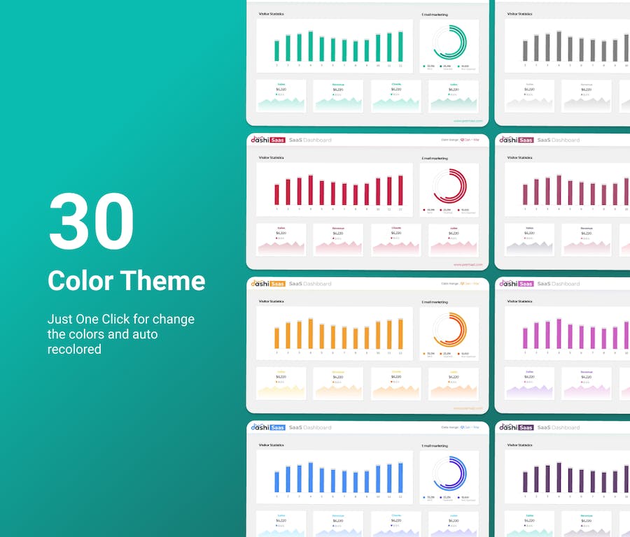 SaaS 领域仪表板报告展示PPT模板 - PPT派