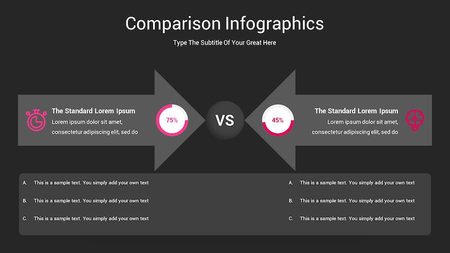 对比图表深色主题Keynote模板 - PPT派