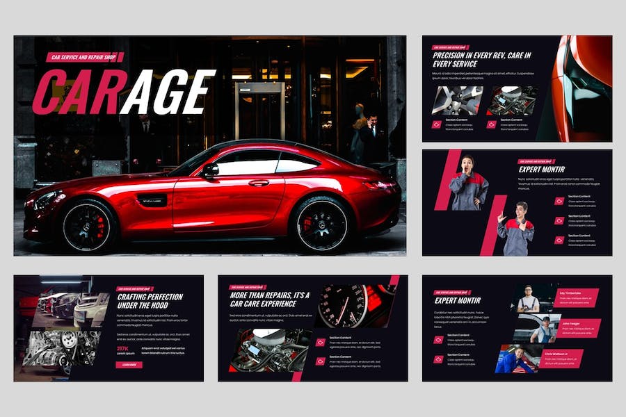 车库汽车维修服务车间运营Keynote模板 - PPT派