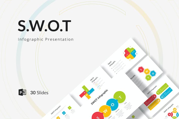 SWOT分析彩色信息图形图表PPT模板 - PPT派