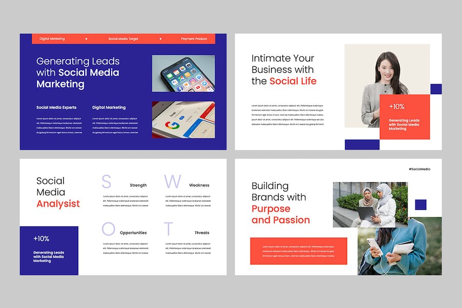 紫色社交媒体运营营销方案Keynote模板 - PPT派