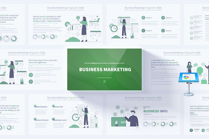 商业市场营销策略推广人物插画Keynote模板 - PPT派