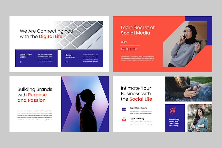 紫色社交媒体运营营销方案Keynote模板 - PPT派