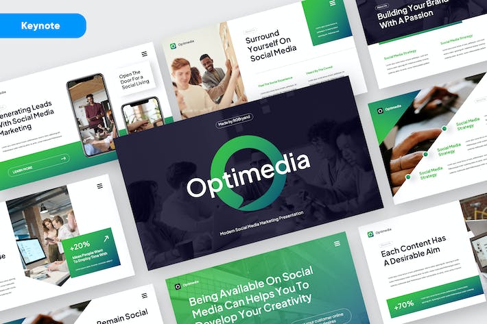 蓝绿色电商运营数字营销推广Keynote模板 - PPT派