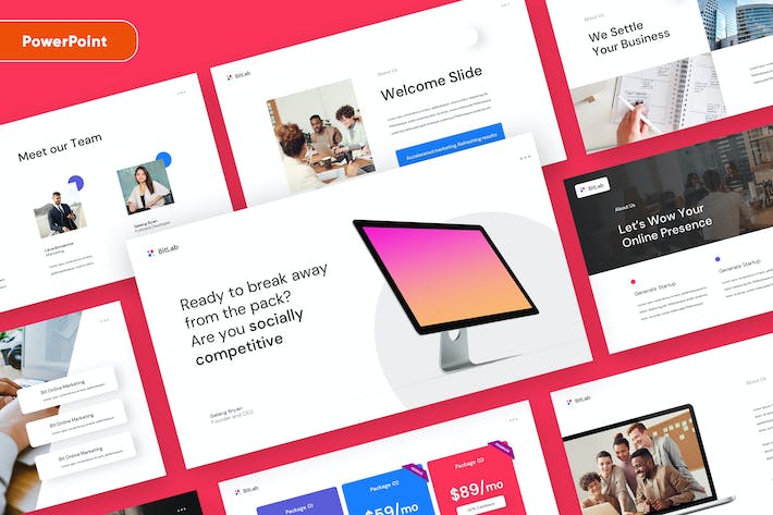 干净现代风商业展示PPT模板 - PPT派