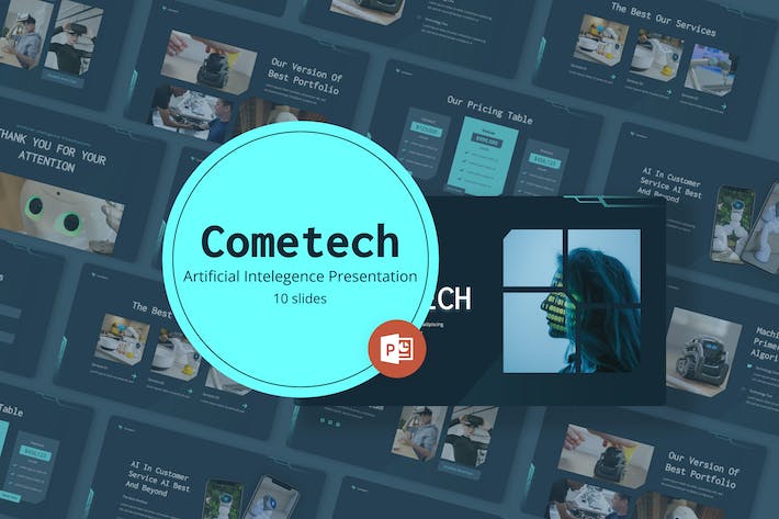 蓝色科技感人工智能AI主题PPT模板 - PPT派
