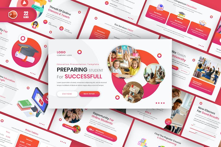 教育课程知识传播教学推广服务设计展示方案PPT模板 - PPT派