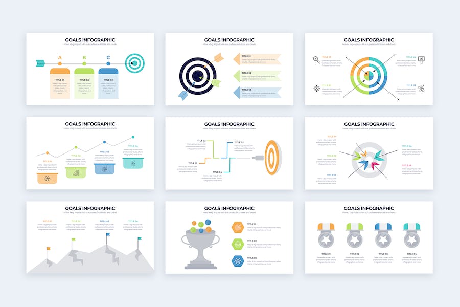蓝色企业目标管理信息图Keynote模板 - PPT派