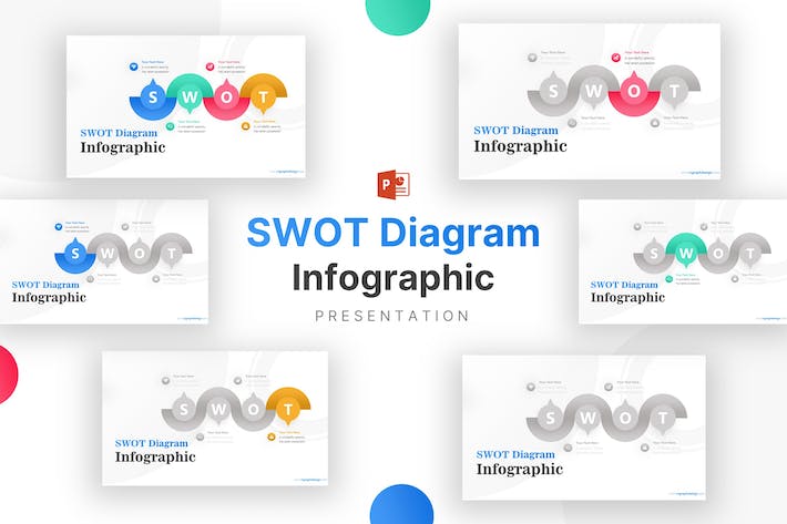 创意swot分析PPT信息图形模板 - PPT派