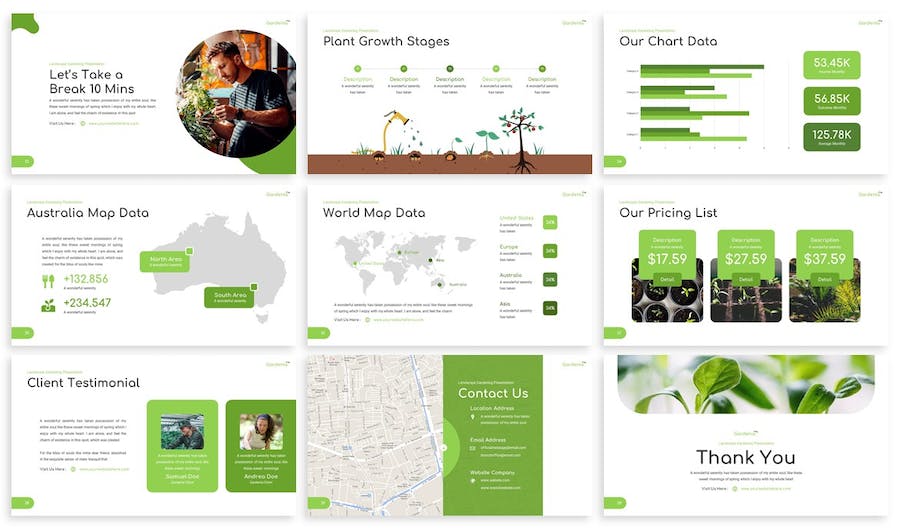 绿色栀子花农业种植Keynote模板 - PPT派