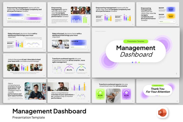 管理仪表板数据监控系统PPT模板 - PPT派
