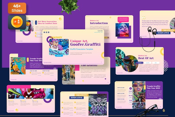 花花公子涂鸦讲述展示创意设计PPT模板 - PPT派