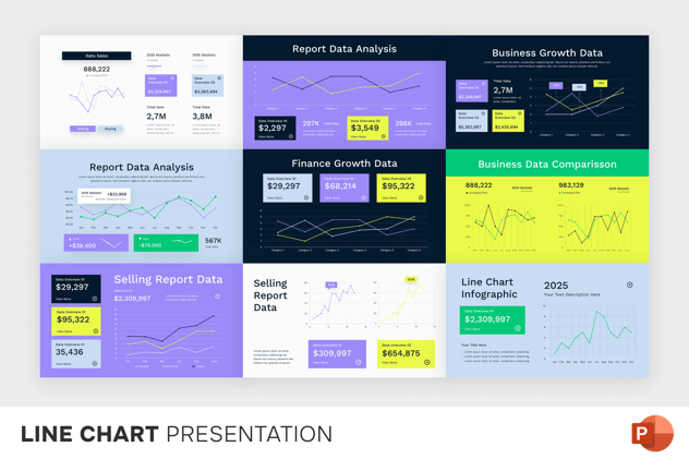 折线图数据趋势分析PPT模板 - PPT派