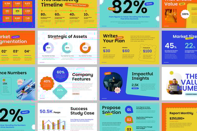 数值展示信息图表设计PPT模板 - PPT派
