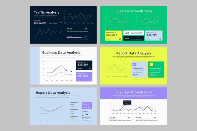 折线图数据趋势分析PPT模板 - PPT派