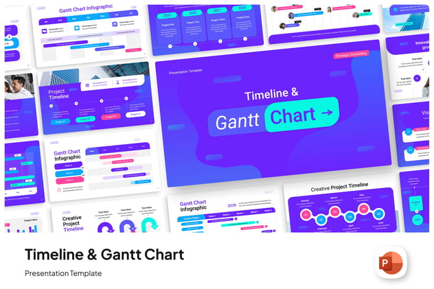 时间轴甘特图项目进度管理PPT模板 - PPT派