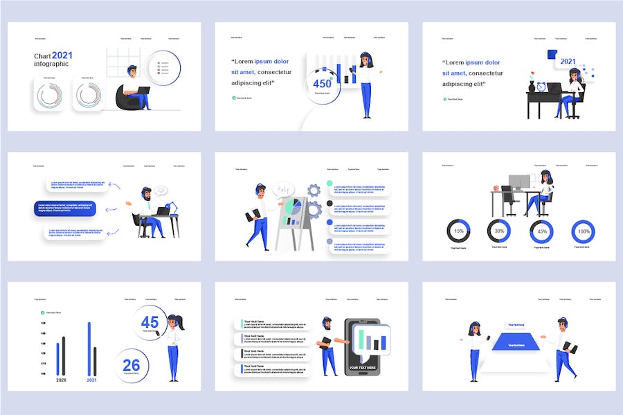 企业管理团队协作插画PPT模板 - PPT派