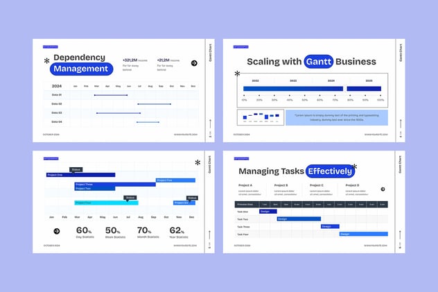 甘特图项目计划管理PPT模板 - PPT派