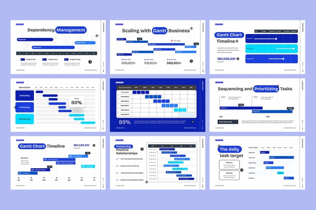 甘特图项目计划管理PPT模板 - PPT派