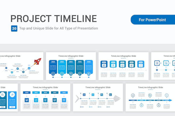 蓝色项目时间表图形规划PPT模板 - PPT派