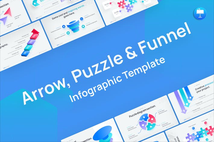 Arrow-puzzle-funnel-infographic-keynote-template- PPT派