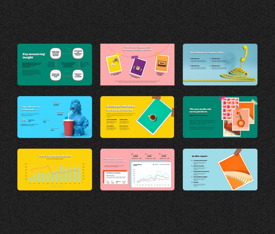 复古社交媒体报告欧美PowerPoint模板 - PPT派