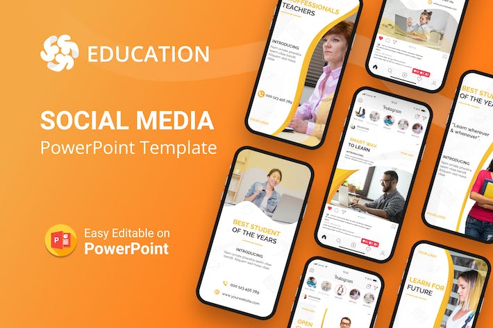 教育类社交媒体主题PowerPoint模板 - PPT派