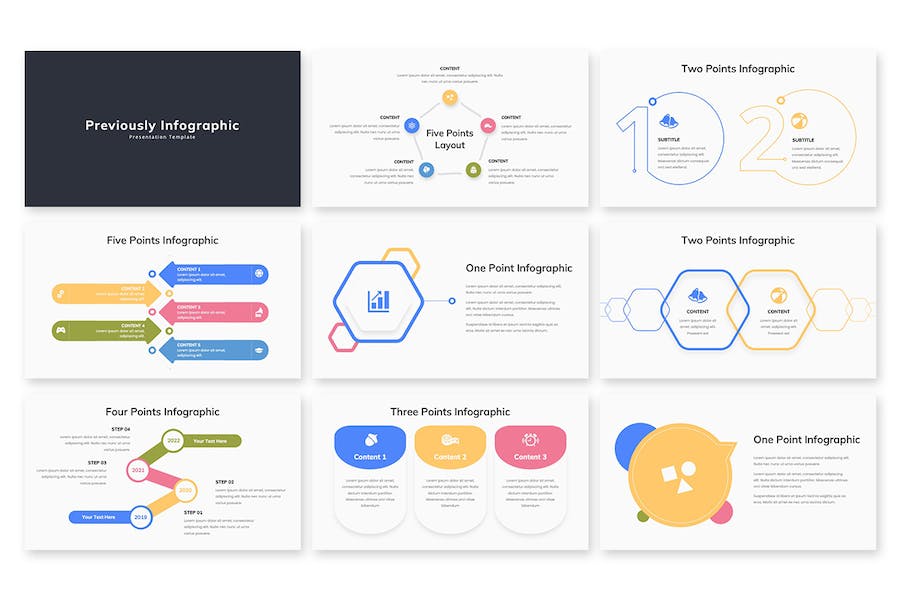 彩色环形关系图形keynote模板 - PPT派