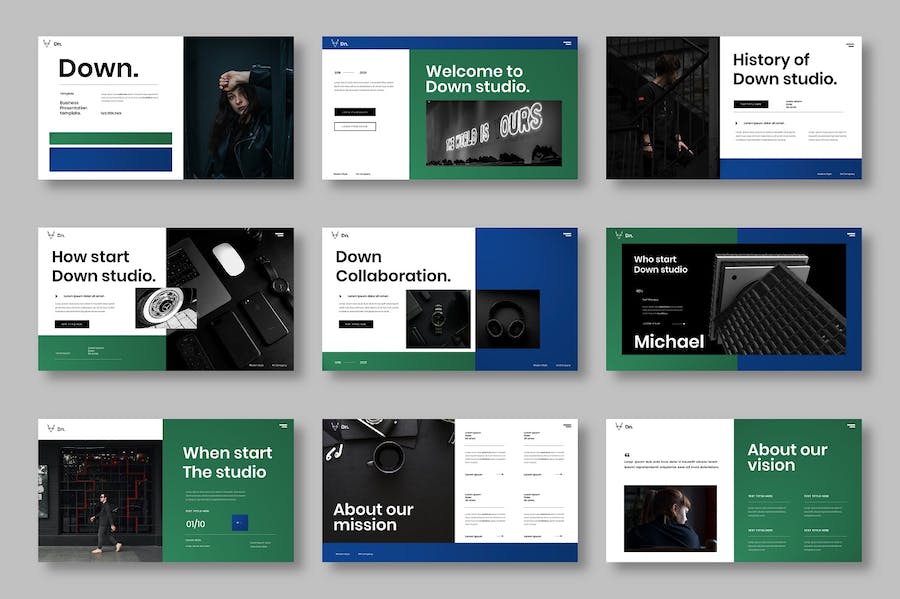 停机商务企业服务展示PPT模板 - PPT派